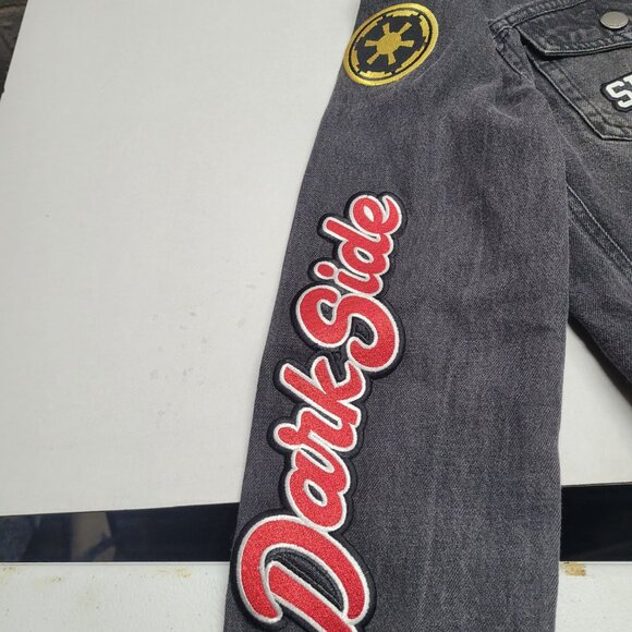 We Love Fine by Goldie Star Wars Patchwork Denim Jacket Black Sith Darkside Med. - Picture 5 of 10